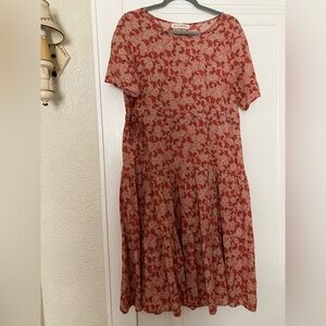 Boho Floral Cotton Midi Dress | One Size (Fits S–M)